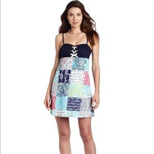 Lilly Pulitzer Navy and Multicolor Patchwork Swim Coverup